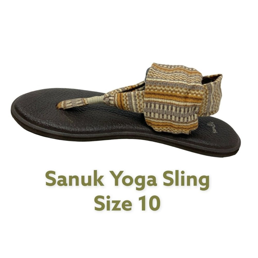 Sanuk yoga sling sandals Brown/Orange/Cream Comfort Yoga Mat Casual size 10